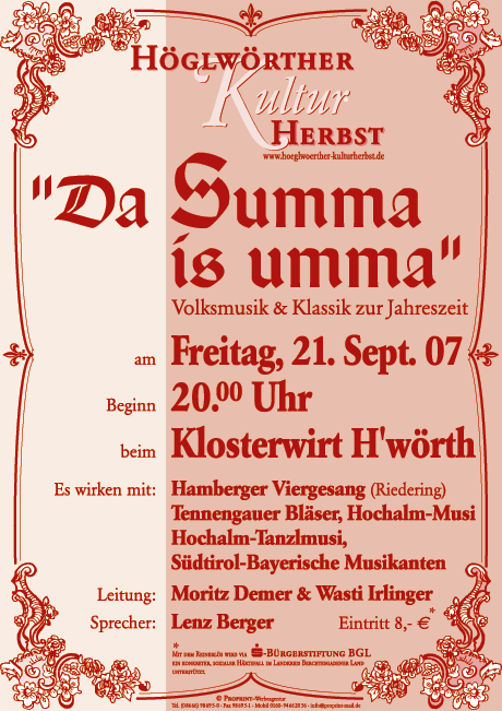 Hglwrther Kulturherbst 2007 - Unser Flyer Musikalischer Hoagart - 